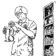 Pharmacist pouring meds click to email